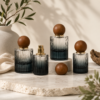 Gradient Black Glass Perfume Spray Bottle with Wood Cap