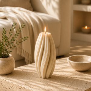 Handmade Tall Spiral Soy Wax Candle