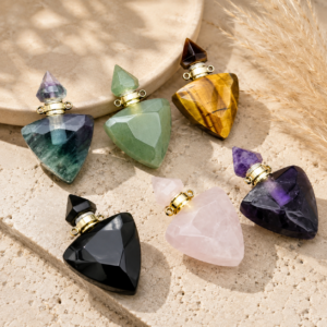 Natural Gemstone Perfume Bottle Pendant